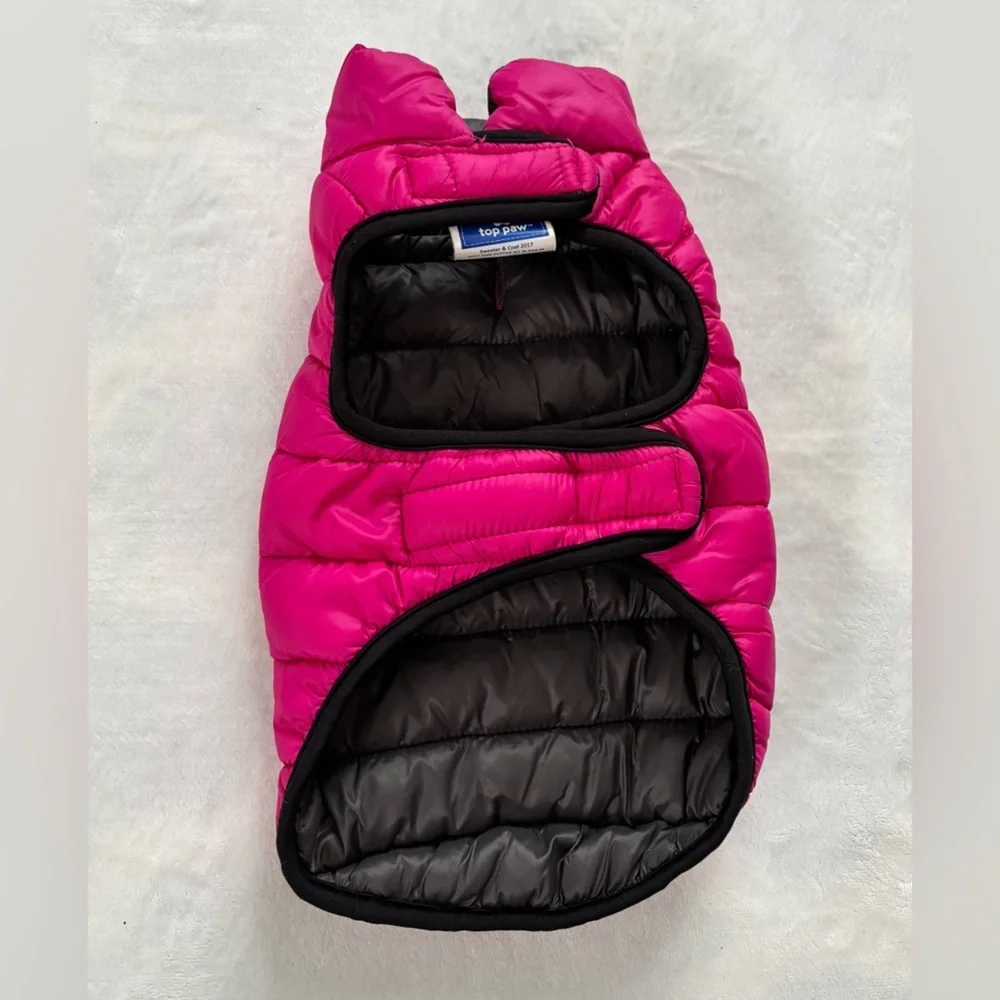 Top Paw Fuchsia and Black Quilted Dog Jacket OS